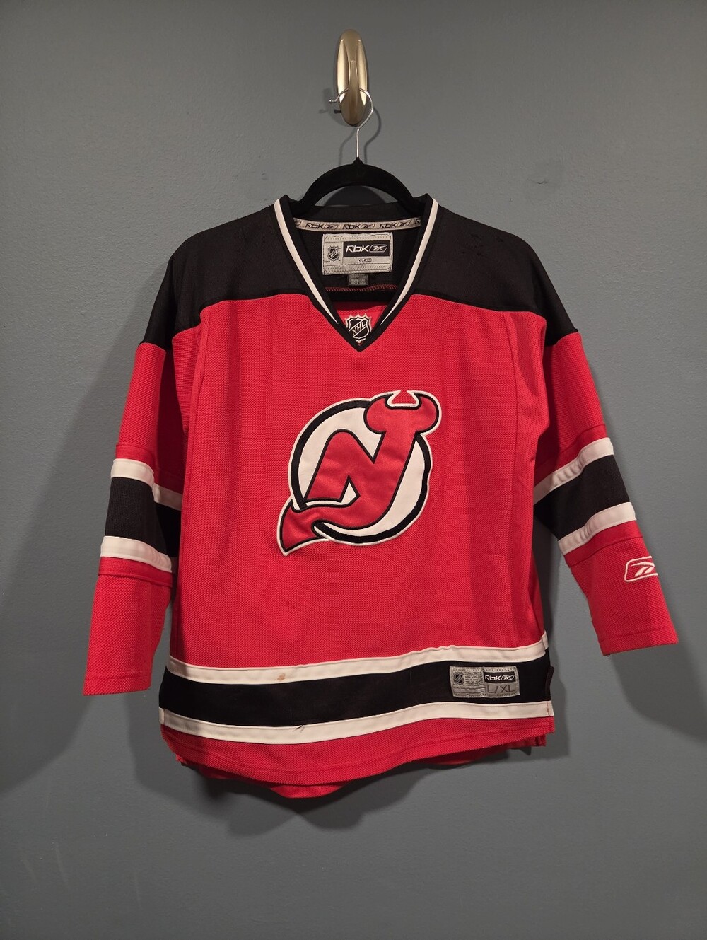 Reebok Red and Black New Jersey Devils Youth Hockey Jersey - Size L/XL